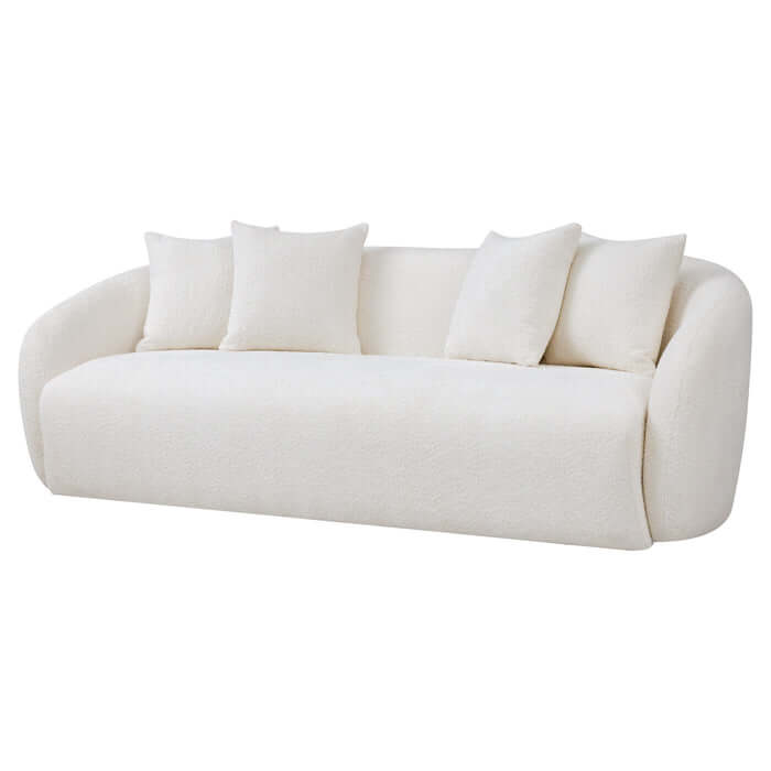 Linden Modern Ivory Boucle Curvy Sofa 85