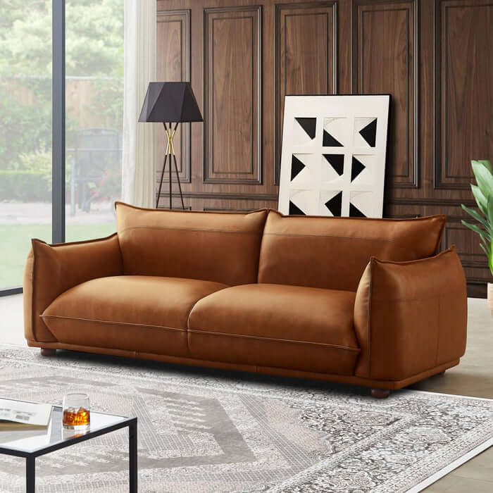 Emma Modern Boho Genuine Leather Sofa 89 (3 Colors)