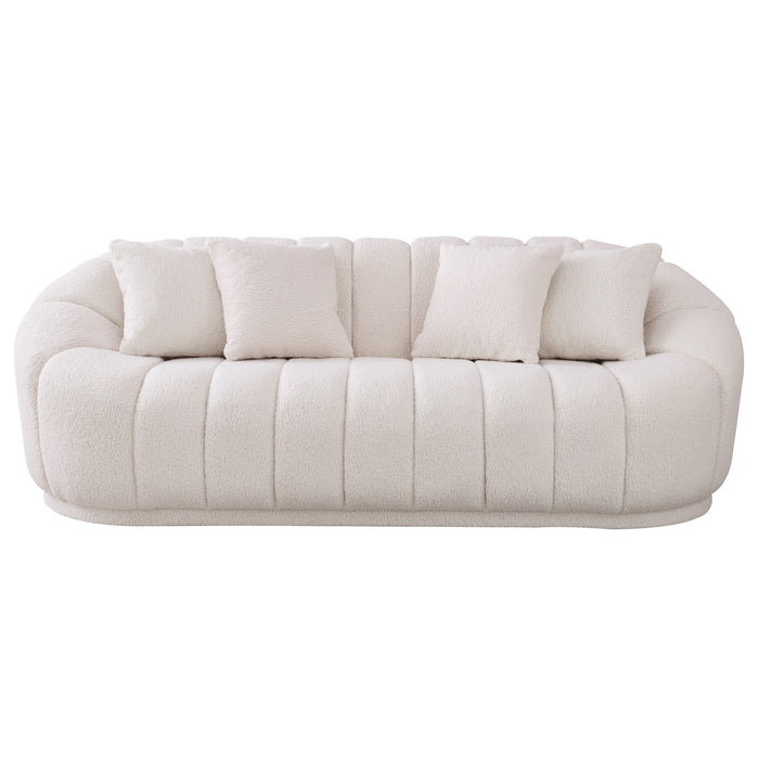 Maximilian Japandi Channel Tufted Boucle Sofa 86”