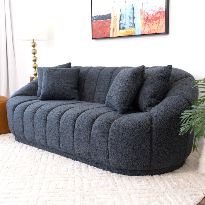 Maximilian Japandi Channel Tufted Boucle Sofa 86”