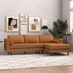 Anthony MCM Tufted Leather Chaise Sofa Sectional 101