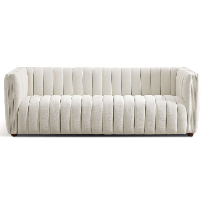 April Glam Channel Tufted Beige Boucle Sofa 86
