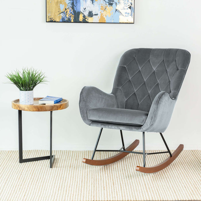 Hannah Classic Tufted Velvet Rocking Chair (4 Colors)