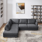 Glander Modern Linen Upholstered Chaise Sofa Sectional 108