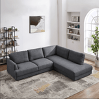 Glander Modern Linen Upholstered Chaise Sofa Sectional 108
