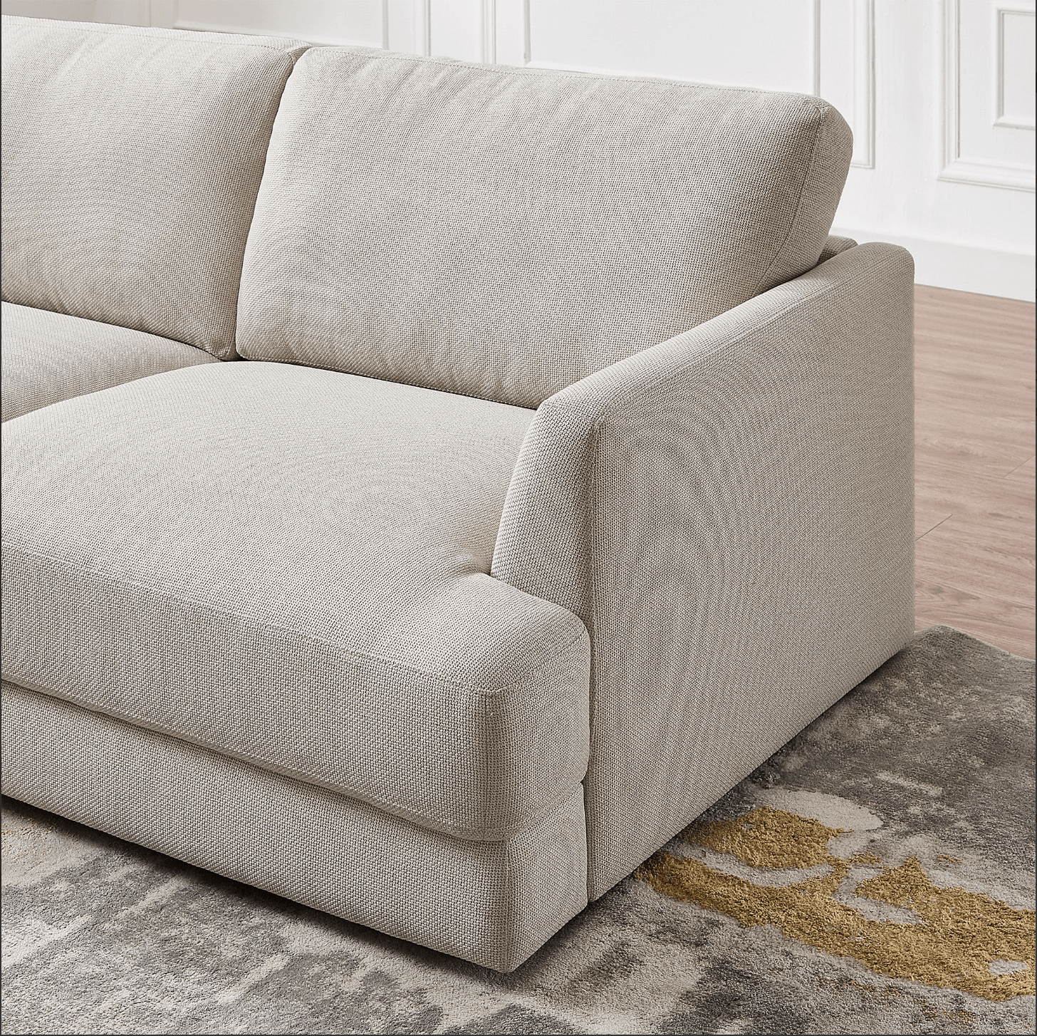 Glander Modern Linen Upholstered Chaise Sofa Sectional 108