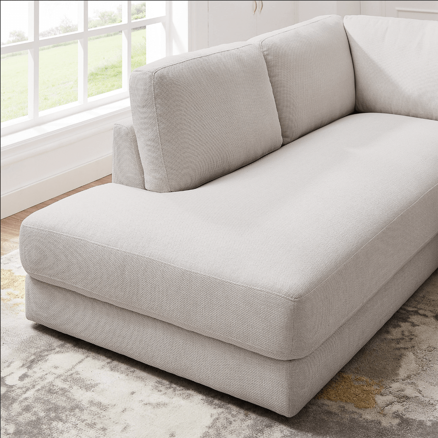 Glander Modern Linen Upholstered Chaise Sofa Sectional 108