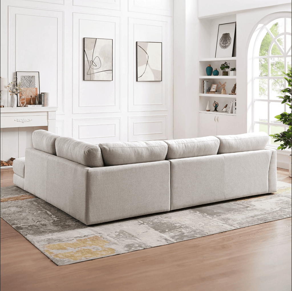 Glander Modern Linen Upholstered Chaise Sofa Sectional 108