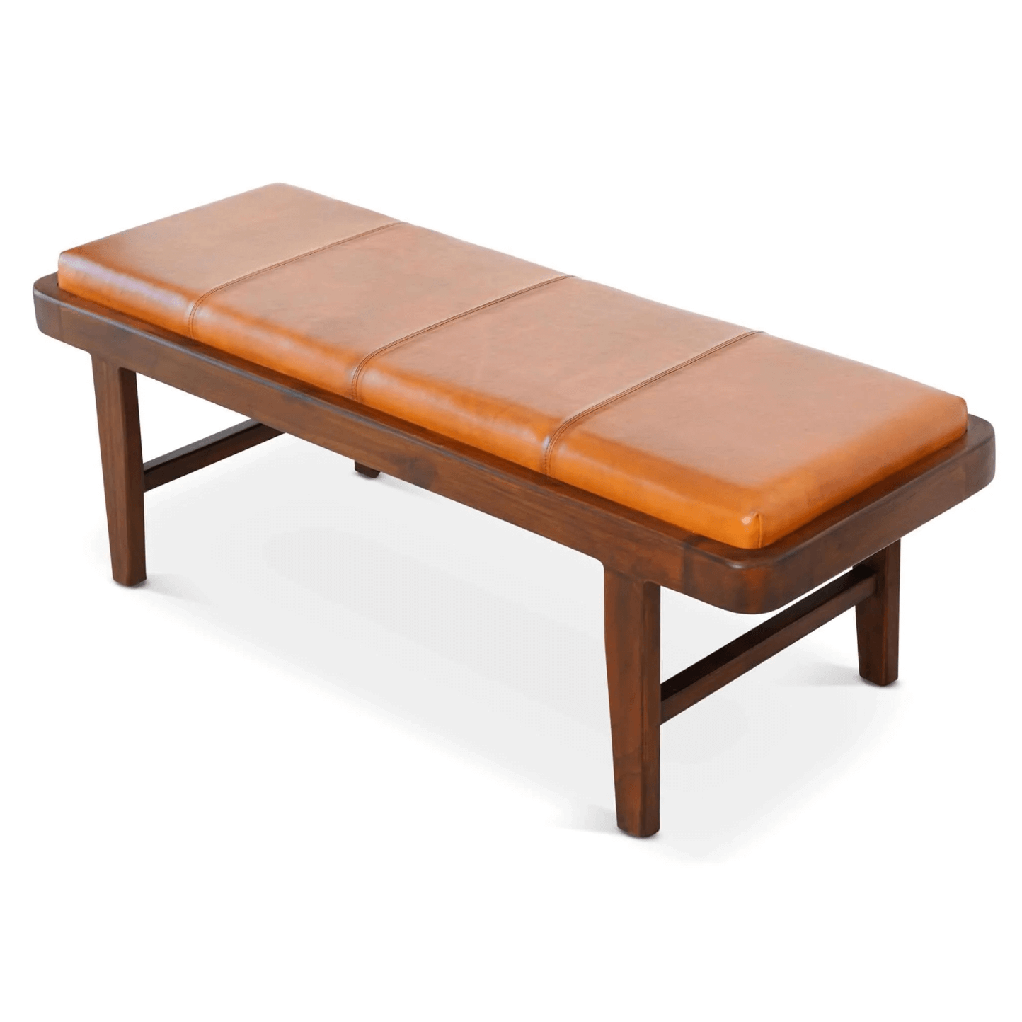 Maddox Solid Wood Genuine Leather Bench 47'