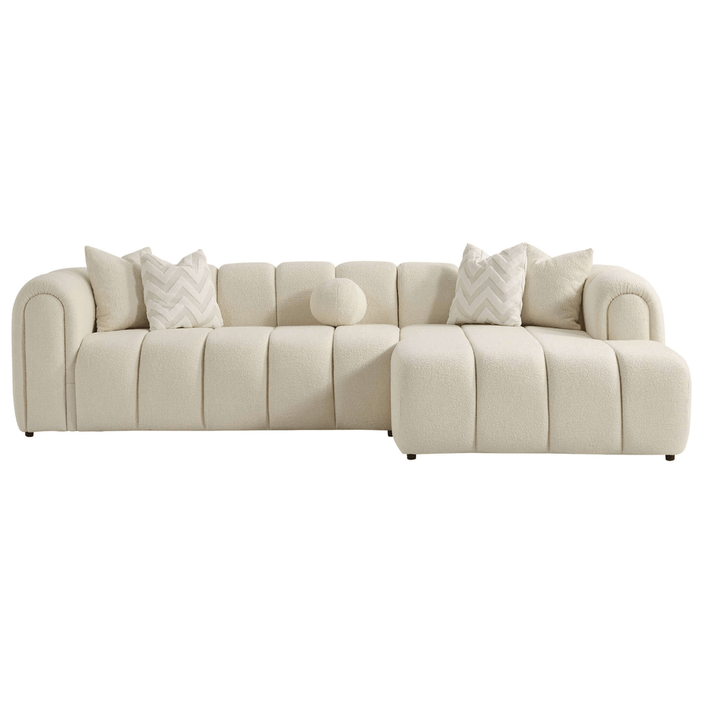 Beatrice Channel Tufted Boucle Right-Facing Chaise Sofa Sectional 115 (3 Colors)