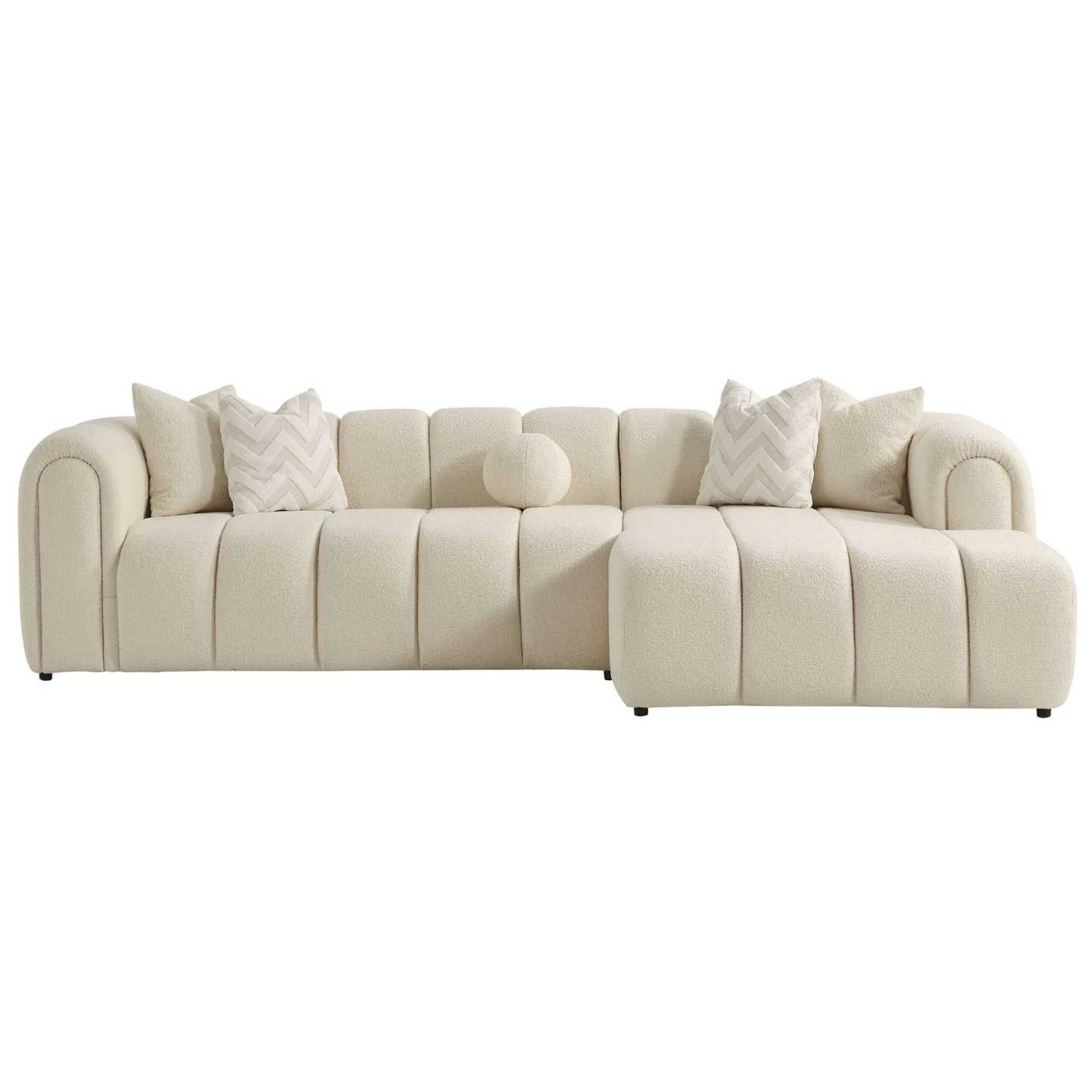 Beatrice Channel Tufted Boucle Right-Facing Chaise Sofa Sectional 115 (3 Colors)