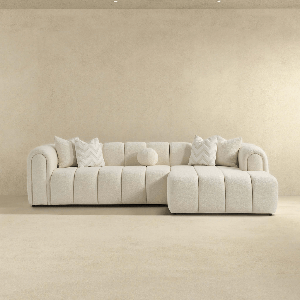 Beatrice Channel Tufted Boucle Right-Facing Chaise Sofa Sectional 115 (3 Colors)