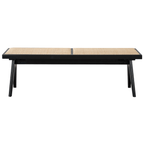 Keira Black Solid Wood and Rattan Bench 51'