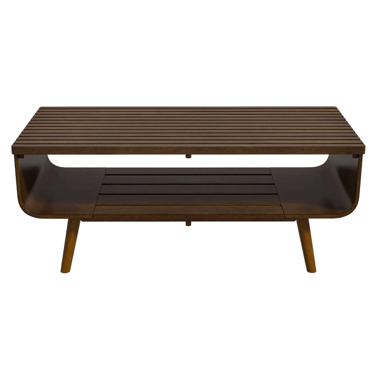Alice 2 Tier Slatted Top Wood Coffee Table 44”