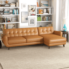 Allison MCM Leather Chaise Sofa Sectional 113