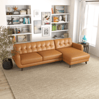Allison MCM Leather Chaise Sofa Sectional 113