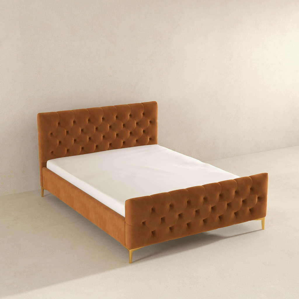 Bailey Velvet Upholstered Tufted Platform Bed Frame