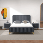 Bethany Tufted Velvet Upholstered Bed Platform (3 Colors)