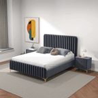 Bethany Tufted Velvet Upholstered Bed Platform (3 Colors)