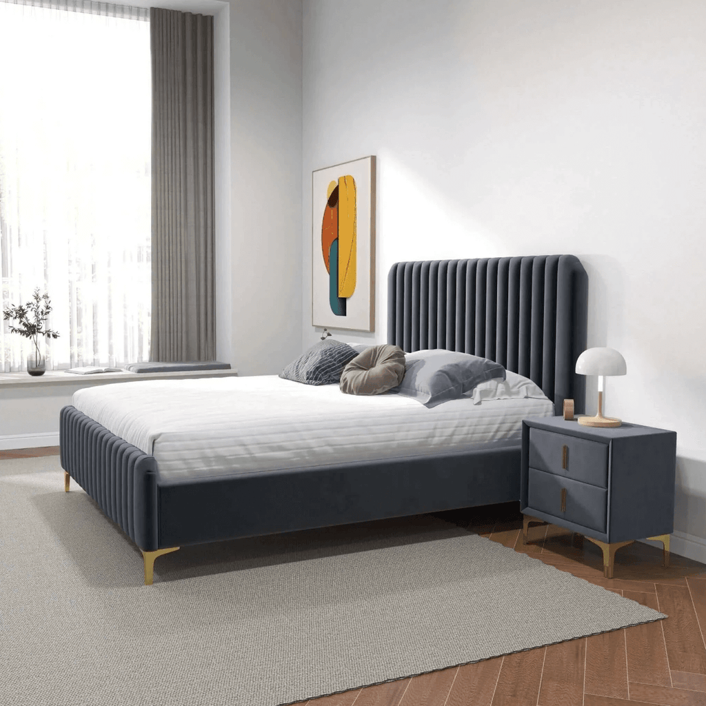 Bethany Tufted Velvet Upholstered Bed Platform (3 Colors)