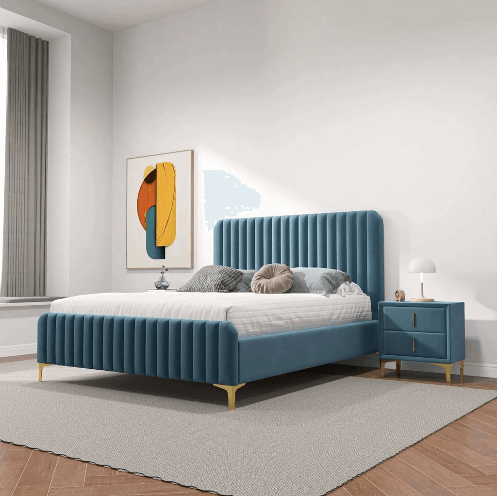Bethany Tufted Velvet Upholstered Bed Platform (3 Colors)