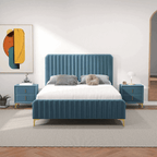 Bethany Tufted Velvet Upholstered Bed Platform (3 Colors)