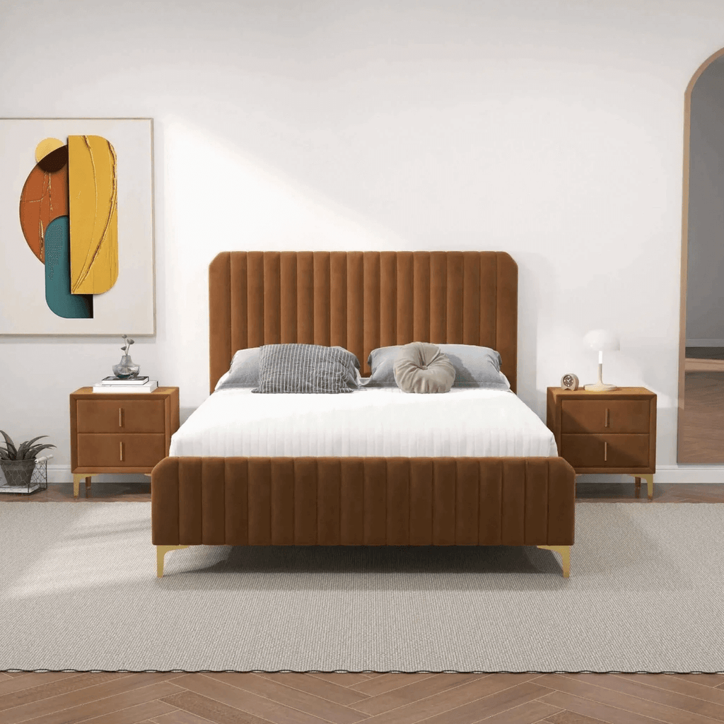 Bethany Tufted Velvet Upholstered Bed Platform (3 Colors)