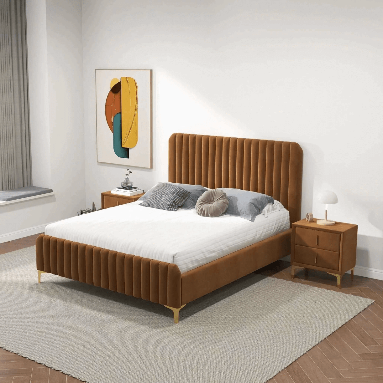 Bethany Tufted Velvet Upholstered Bed Platform (3 Colors)