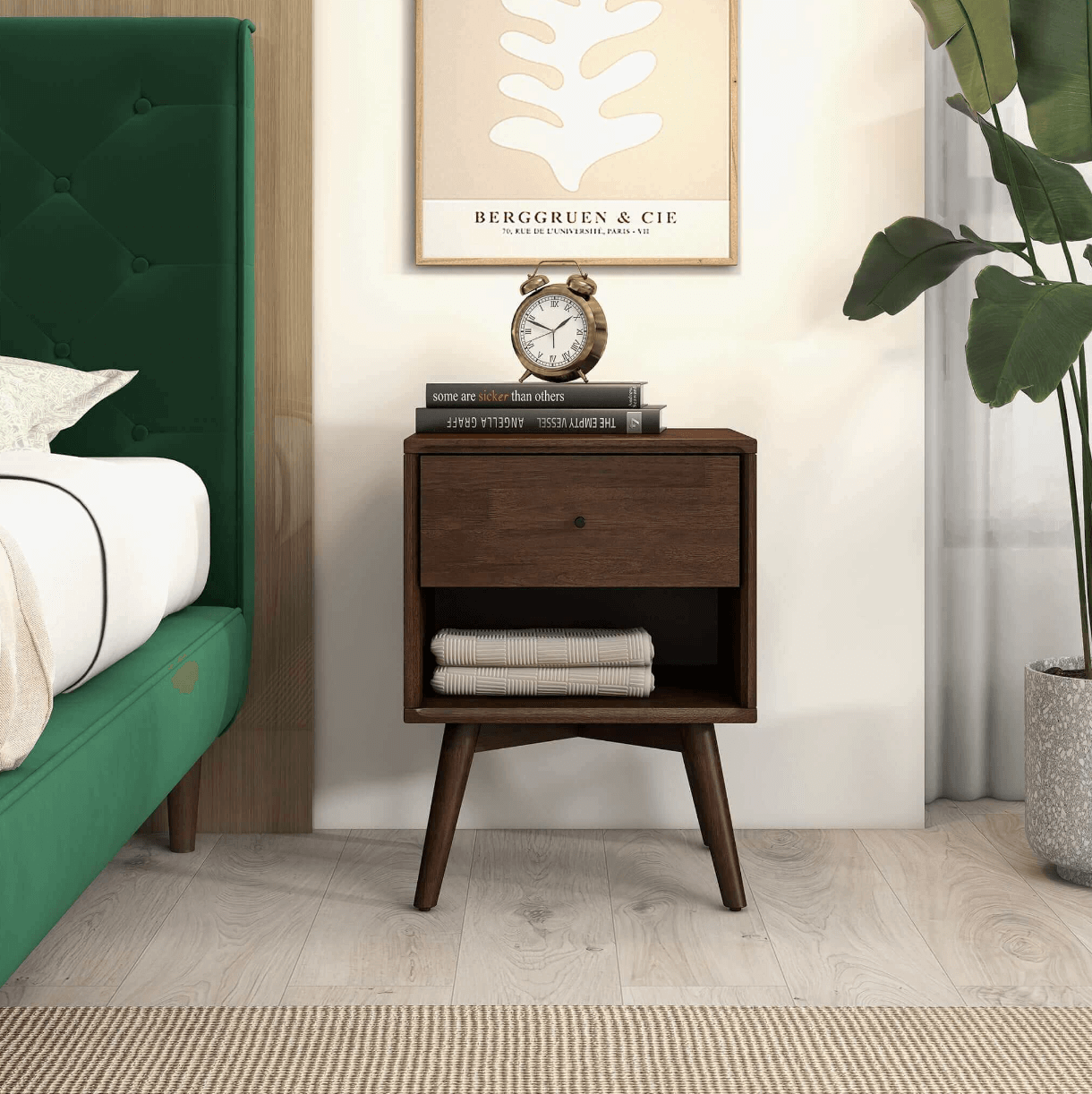 Caroline MCM Style Solid Wood Nightstand