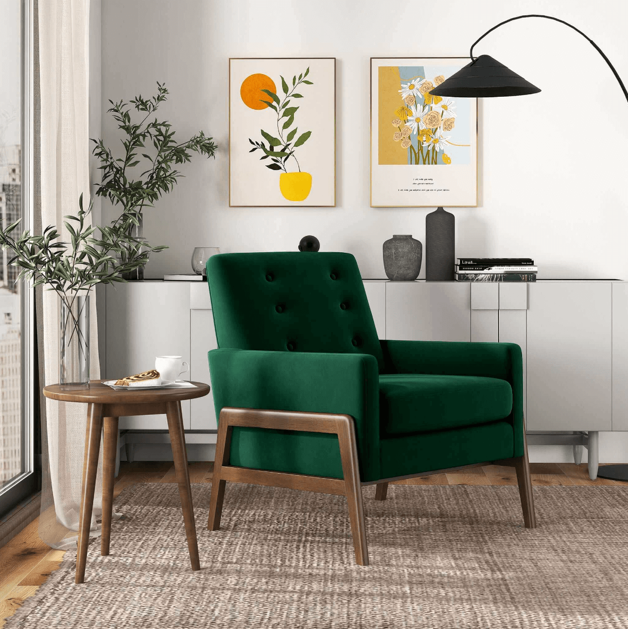 Cole Button Tufted Lounge Accent Armchair (3 Colors)