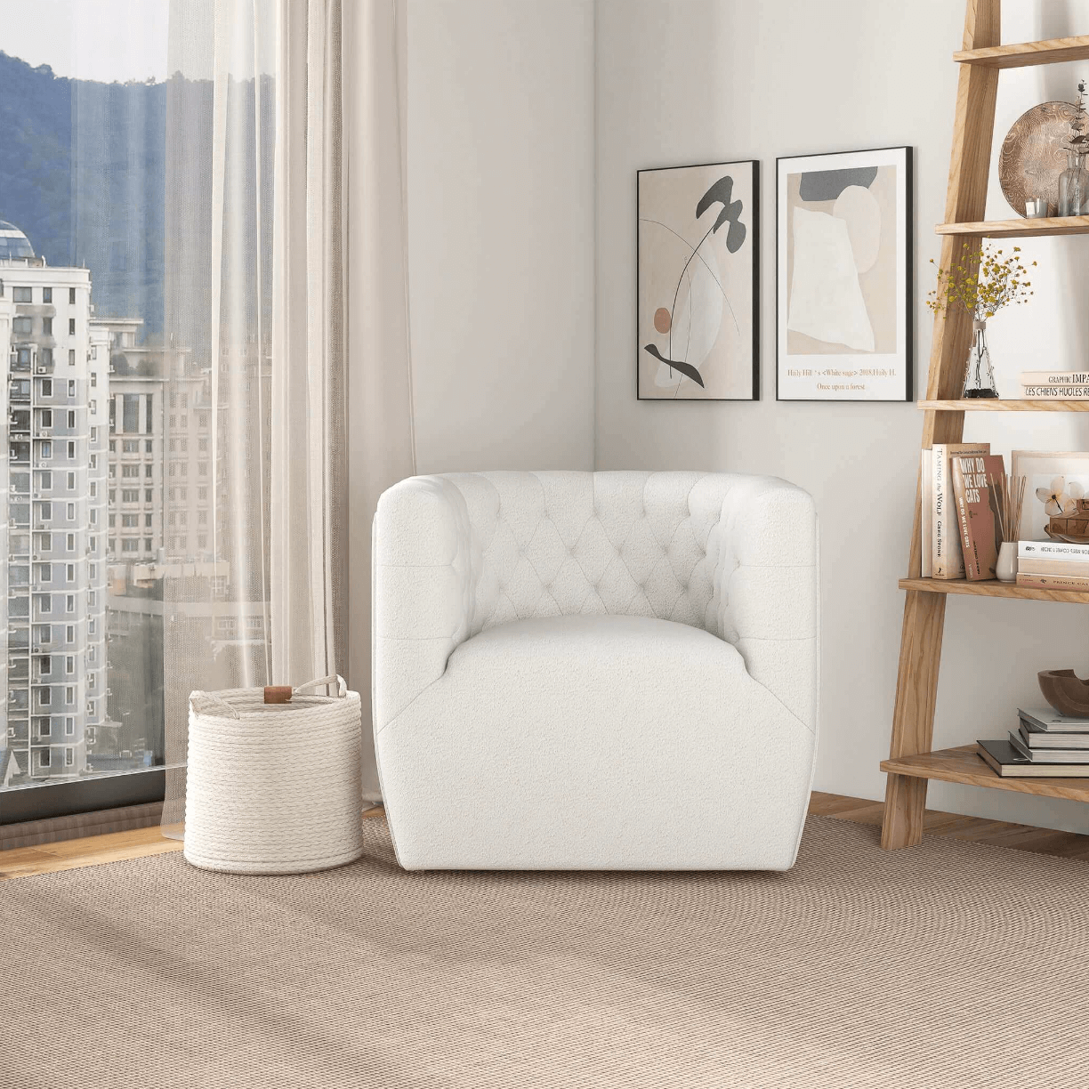 Delaney Tufted Accent Barrel Swivel Chair (6 Colors)