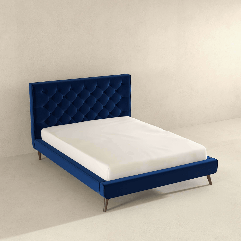 Dillon Button Tufted Velvet Upholstered Platform Bed (4 Colors)
