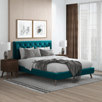 Dillon Button Tufted Velvet Upholstered Platform Bed (4 Colors)