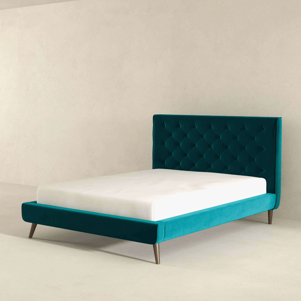 Dillon Button Tufted Velvet Upholstered Platform Bed (4 Colors)