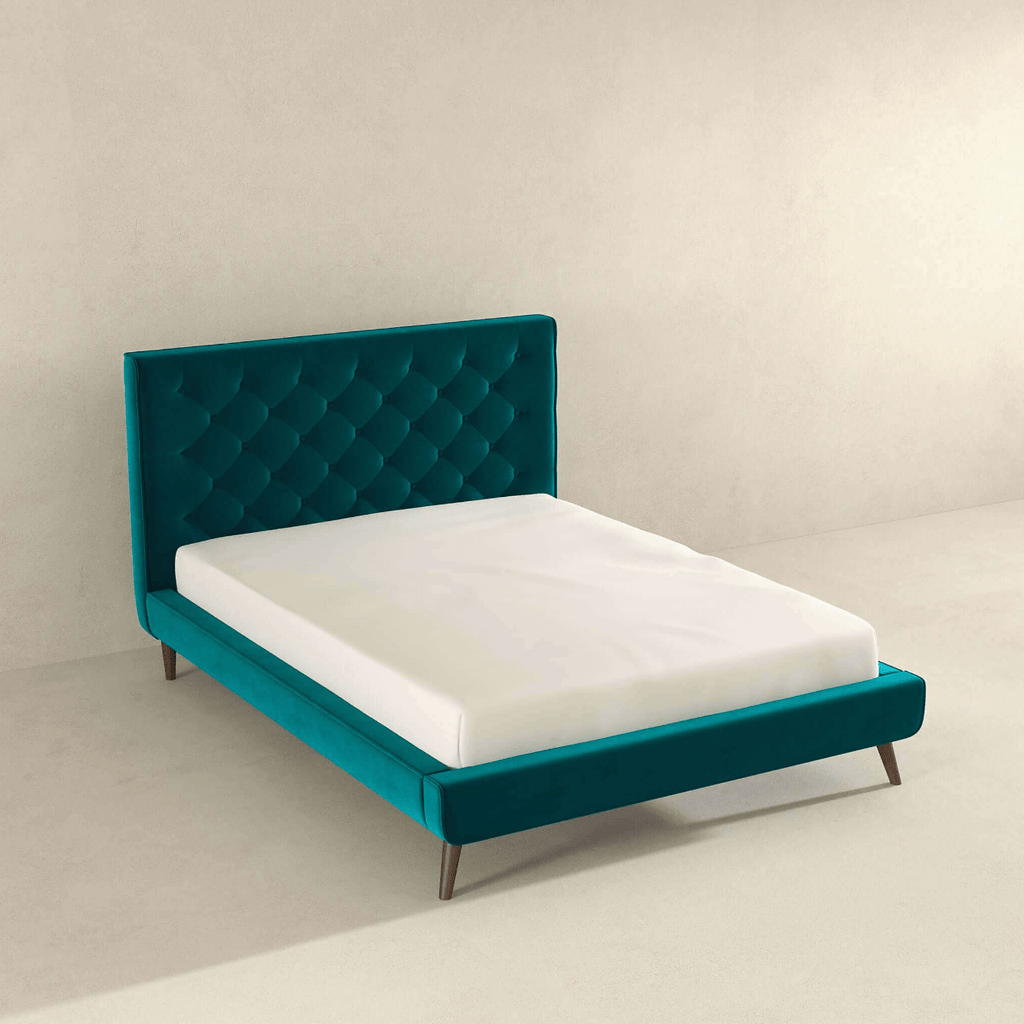 Dillon Button Tufted Velvet Upholstered Platform Bed (4 Colors)