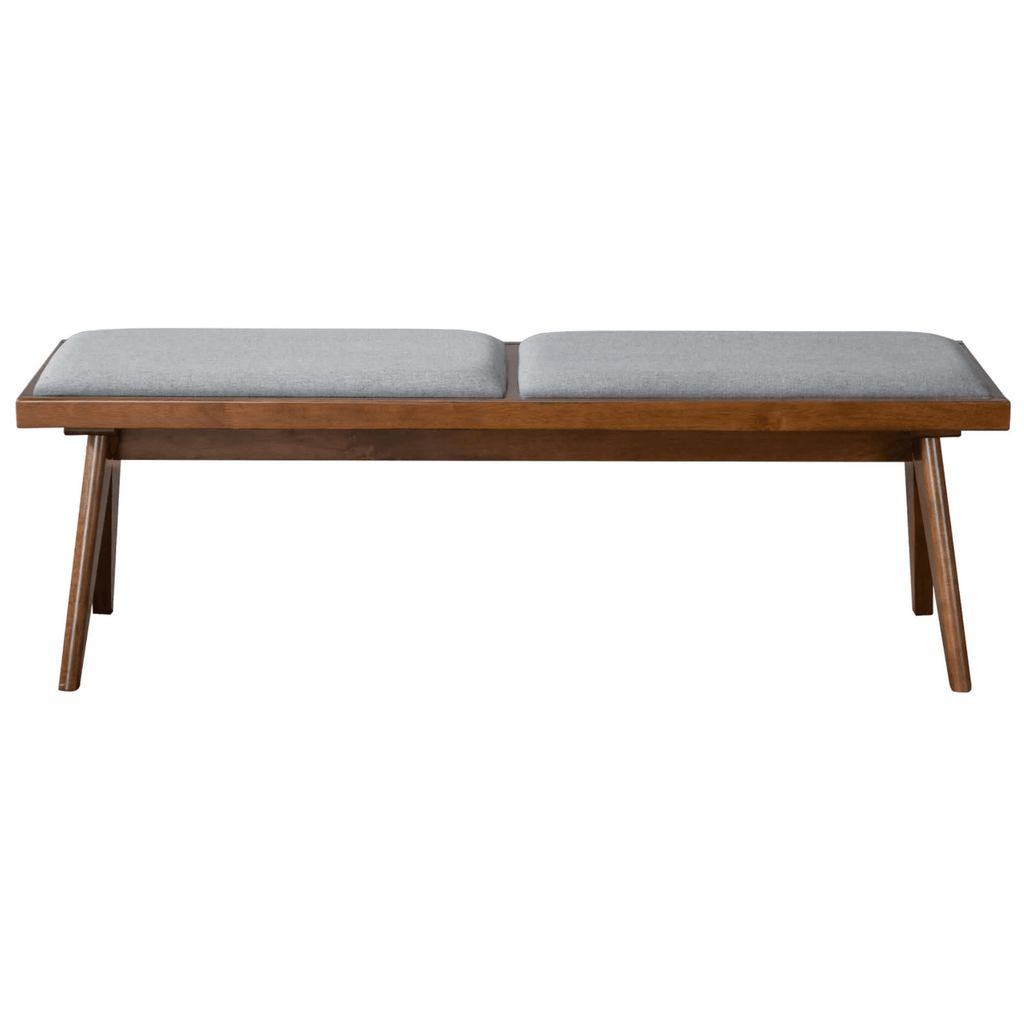 Keira MCM Solid Wood Gray Fabric Upholstered Bench 51'