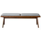 Keira MCM Solid Wood Gray Fabric Upholstered Bench 51'