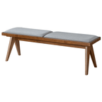 Keira MCM Solid Wood Gray Fabric Upholstered Bench 51'