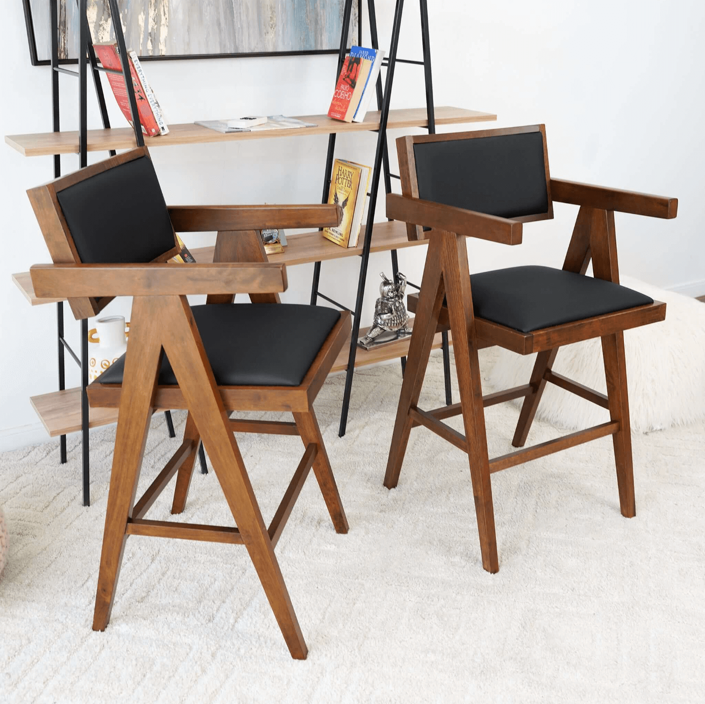 Athena Faux Leather Upholstered Armchairs (Set of 2)