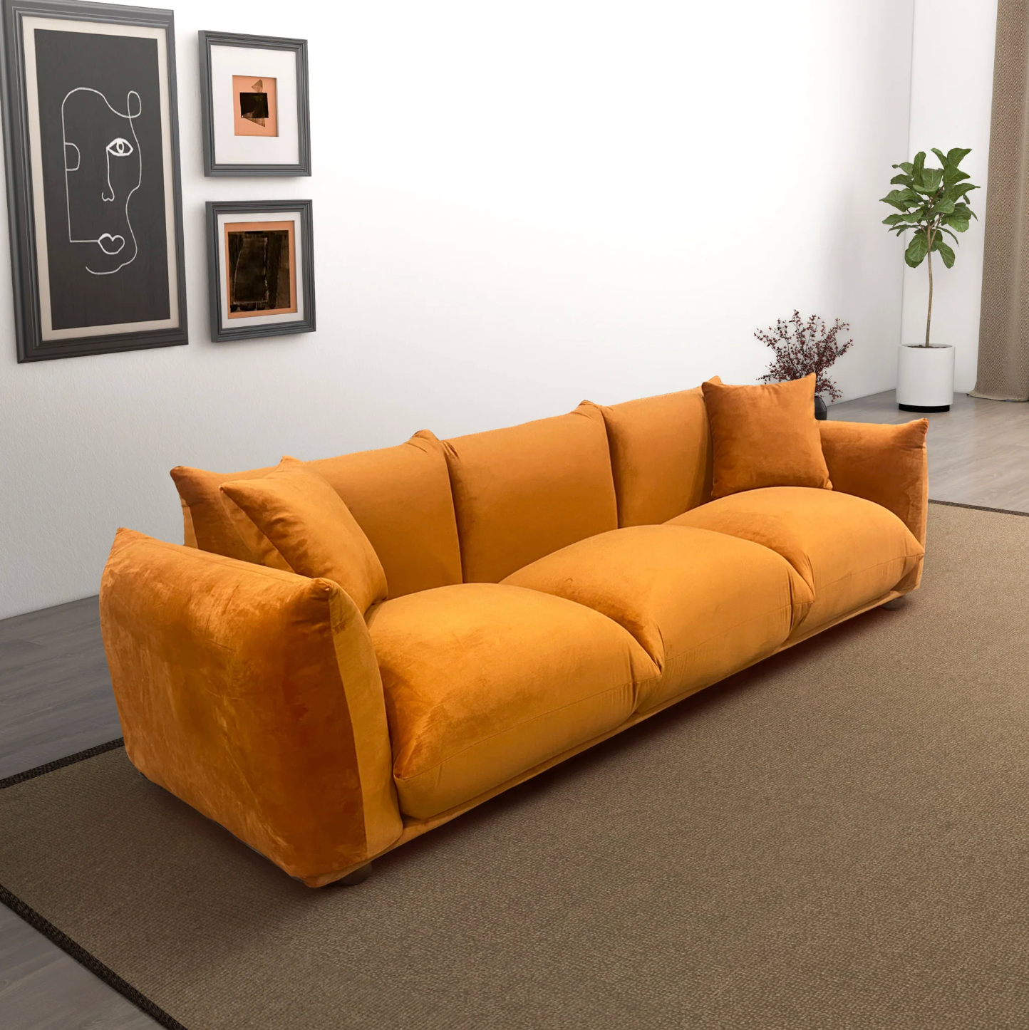 Kely Boho Chic Fabric Sofa 100” (4 Colors)