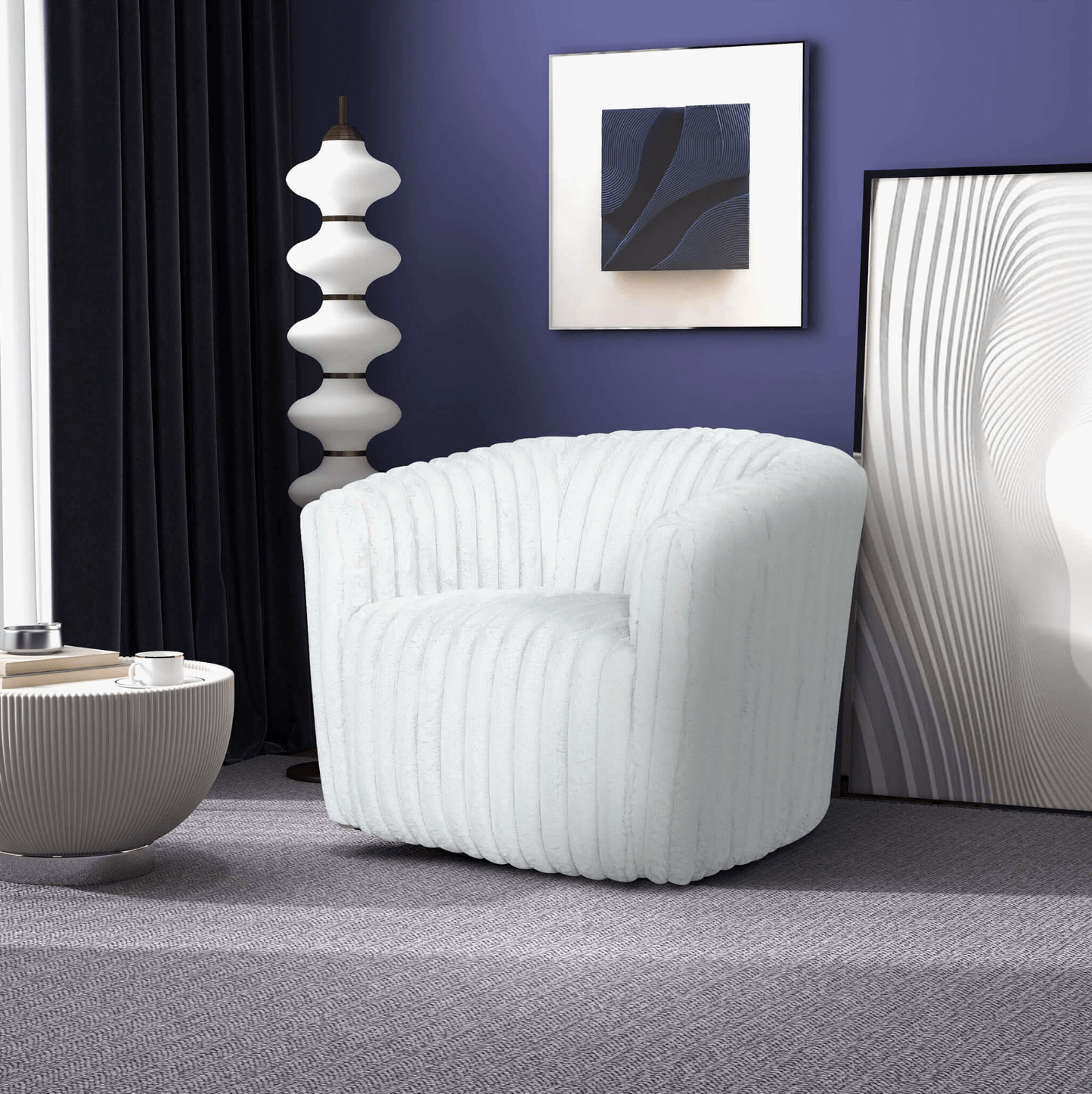 Mira Channel Tufted Velvet Swivel Accent Chair (2 Chairs)