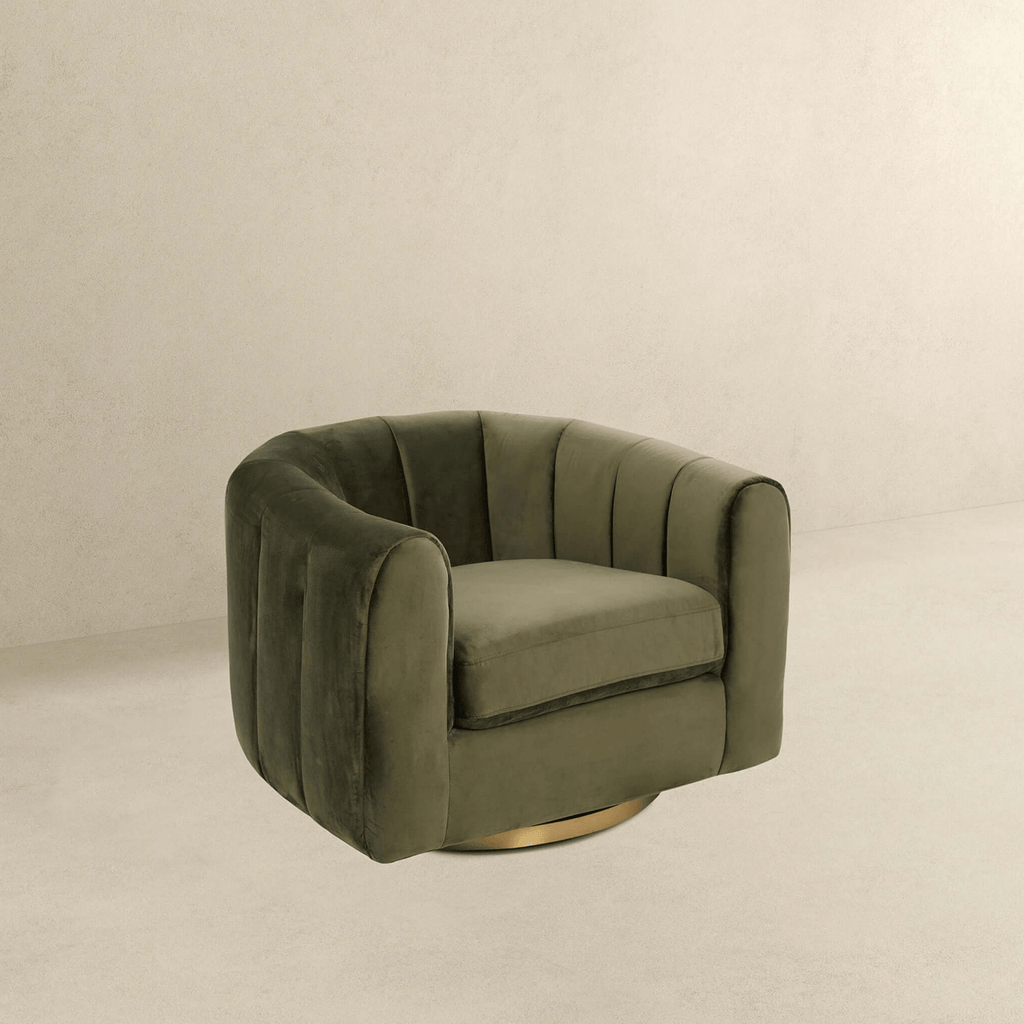 Cosey Green Channel Tufted Velvet Swivel Chair (3 Colors)