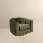 Cosey Green Channel Tufted Velvet Swivel Chair (3 Colors)