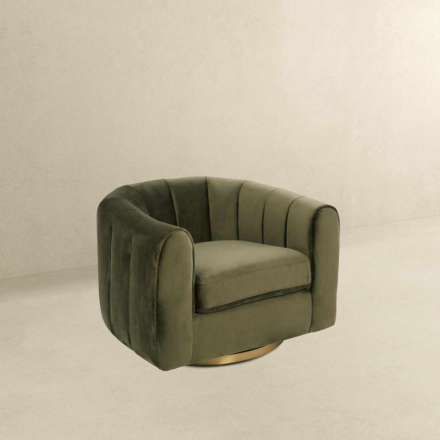Cosey Green Channel Tufted Velvet Swivel Chair (3 Colors)