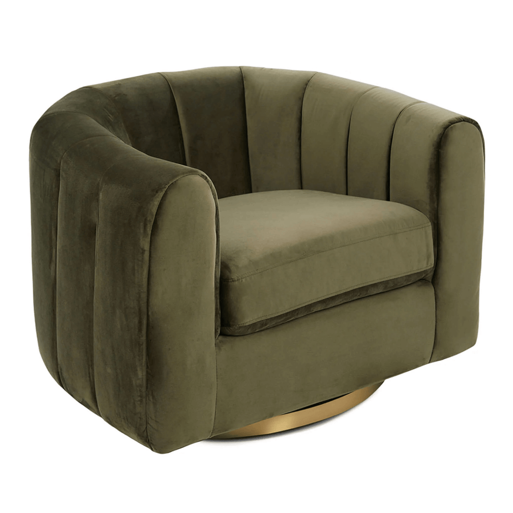 Cosey Green Channel Tufted Velvet Swivel Chair (3 Colors)
