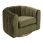 Cosey Green Channel Tufted Velvet Swivel Chair (3 Colors)