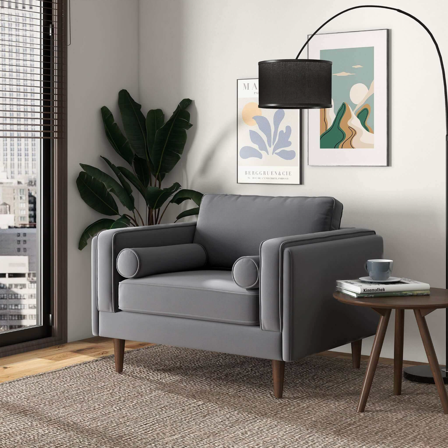 Amber MCM Velvet Accent Lounge Chair