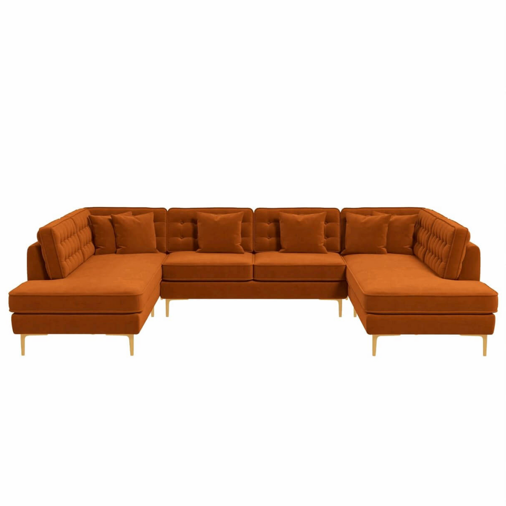 Brooke MCM Velvet U-Shape Dual Chaise Sectional Sofa 131