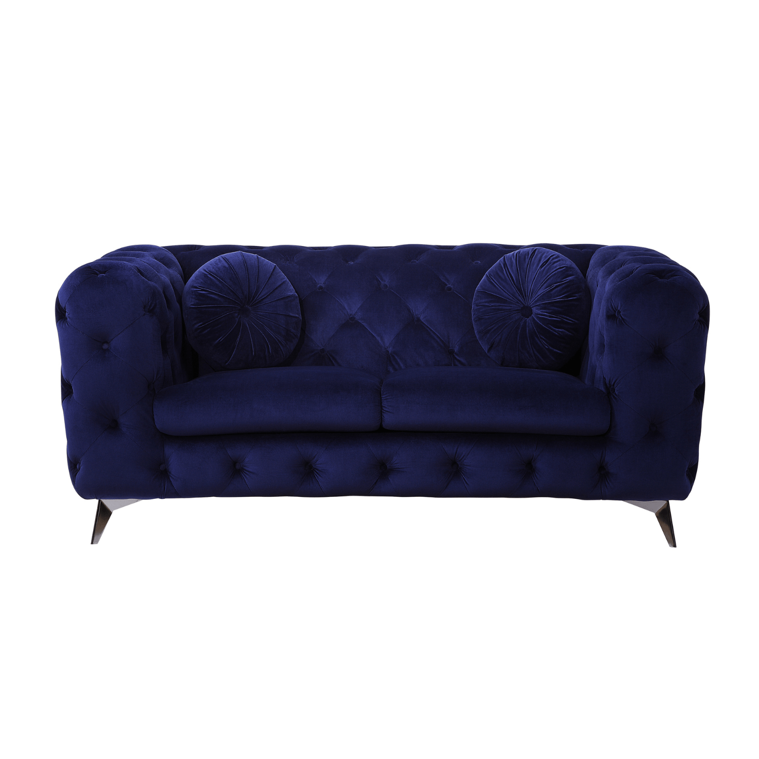Atronia Luxe Deco Blue Velvet Sofa Loveseat 72L