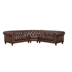 English Chesterfield Tufted Leather Symmetrical Corner Sectional 108'